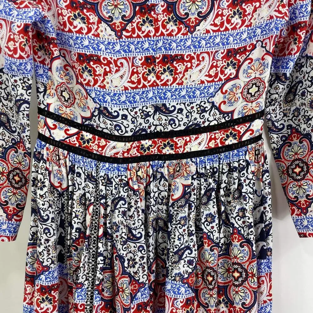 L'Agence Teresa Boho Babushka Floral Paisley Print Maxi Dress XS